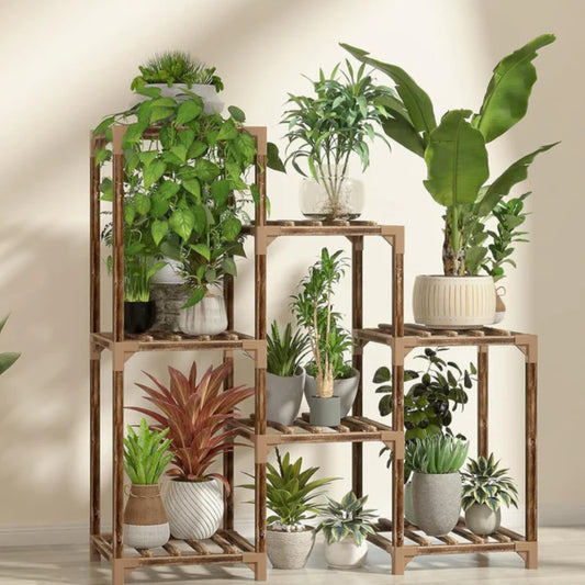 Base para Plantas de Madera con 7 Posiciones | Orden, Estilo y 50% de Descuento